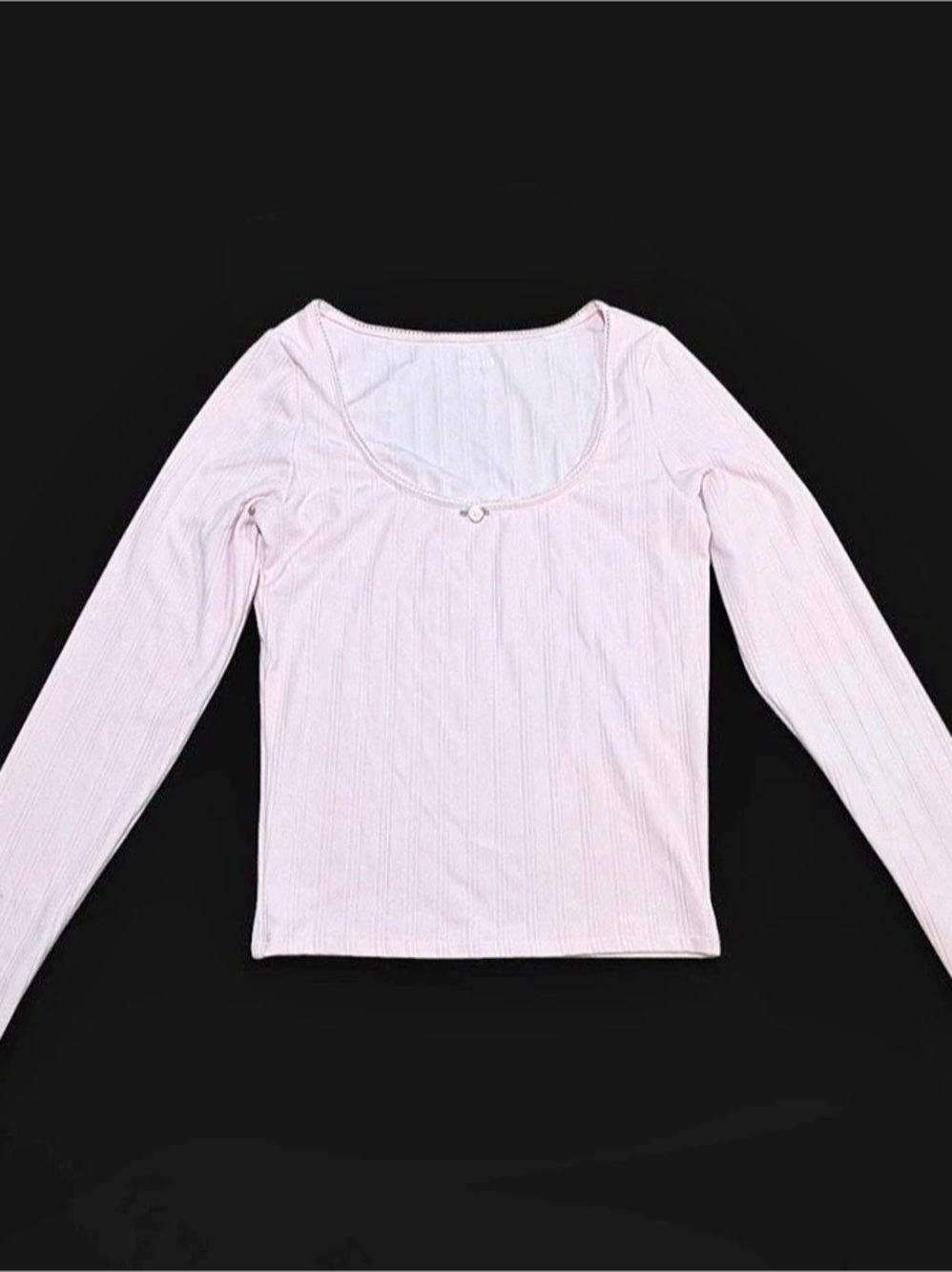Hollister Long-Sleeve Scoop Top Baby Ribbed Stretchy Coquette Style